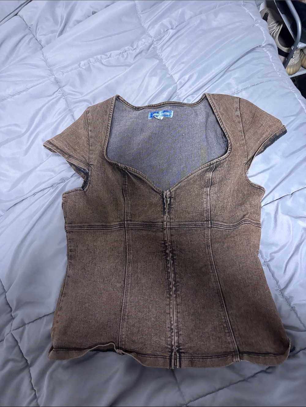 Urban Outfitters Brown Washed Sweetheart Crop Top